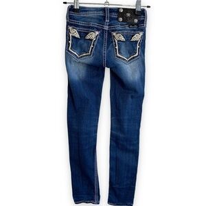 Miss Me - Girls Skinny/straight Angel Wings Rhinestone Jean - 7